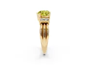 Fancy Yellow Three-Stone Heart Cut Diamond Channel Set Ring Set in Yellow gold with Bar Prongs