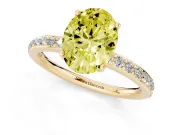 Oval Hidden Halo Engagement Ring Setting for a Fancy Yellow Lab-Grown Diamond | Yellow Gold