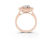 Heart-Shaped Vintage Milgrain Bezel Cluster Halo Engagement Ring Setting | Plain Band | Rose Gold