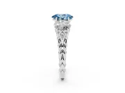 Fancy Blue Oval Cut Diamond Three-Stone Ring Set in White gold with Braided Band