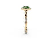 Round Twist Halo Engagement Ring Setting for a Fancy Green Lab-Grown Diamond | Yellow Gold