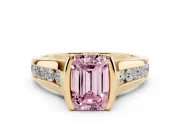 Emerald Cut Half Bezel Engagement Ring Setting for a Fancy Pink Lab-Grown Diamond | Yellow Gold