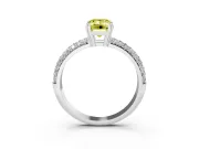 Emerald Cut Three Row Pave Engagement Ring Setting for a Fancy Yellow Lab-Grown Diamond | Platinum