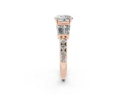Round Channel Set Baguette Engagement Ring Setting | Paired Baguettes | Rose Gold