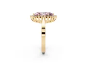 Marquise Scalloped Halo Engagement Ring Setting for a Fancy Pink Lab-Grown Diamond | Yellow Gold
