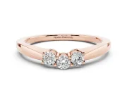 Round Diamond Three-Stone Tension Band Set in Rose gold with Prong Setting
