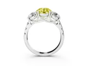 Round Three Stone Engagement Ring Setting for a Fancy Yellow Lab-Grown Diamond | Accented Shoulders | Platinum