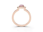Pear-Shaped Bezel-Rim Halo Engagement Ring Setting for a Fancy Pink Lab-Grown Diamond | Pave Band | Rose Gold