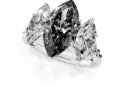 Fancy Black Marquise Cut Diamond Three-Stone Ring Set in White gold with Braided Band