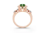 Cushion Cut Floral Engagement Ring Setting for a Fancy Green Lab-Grown Diamond | Petal Frame and Side Stones | Rose Gold