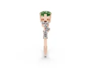 Marquise Scattered Accent Engagement Ring Setting for a Fancy Green Lab-Grown Diamond | Rose Gold