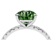 Round Petite Pavé Solitaire Engagement Ring Setting for a Fancy Green Lab-Grown Diamond | Slim Band | White Gold