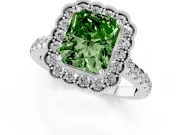 Radiant Cut Halo Engagement Ring Setting for a Fancy Green Lab-Grown Diamond | Sterling Silver - Design NV-24763