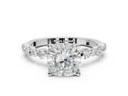 Cushion Cut Pavé Solitaire Engagement Ring Setting | Alternating Accents | Platinum
