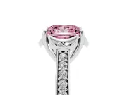 Princess Cut Floral Pavé Engagement Ring Setting for a Fancy Pink Lab-Grown Diamond | Platinum