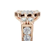 Cushion Cut Halo Side Cluster Engagement Ring Setting | Graduated Channel Band | Rose Gold