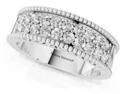 Round Lab-Grown Diamond Wide Double Row Pavé Wedding Band | Notched Side Walls | Platinum