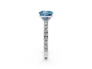 Radiant Cut Pave Engagement Ring Setting for a Fancy Blue Lab-Grown Diamond | Shared Prong Band | Sterling Silver