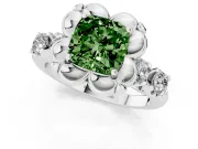 Cushion Cut Floral Engagement Ring Setting for a Fancy Green Lab-Grown Diamond | Petal Frame | White Gold