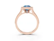Radiant Cut Vintage Milgrain Halo Engagement Ring Setting for a Fancy Blue Lab-Grown Diamond | Bezel Head | Rose Gold