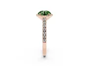 Round Halo Pavé Engagement Ring Setting for a Fancy Green Lab-Grown Diamond | Rose Gold