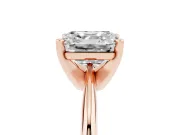 Asscher Cut Diamond Solitaire Ring Set in Rose gold with Prong Setting on a Plain Round Band
