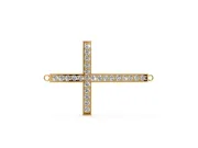 Round Lab-Grown Diamond Pavé Sideways Cross Necklace | Milgrain Edges | Yellow Gold