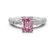 Emerald Cut Shared Prong Engagement Ring Setting for a Fancy Pink Lab-Grown Diamond | Platinum
