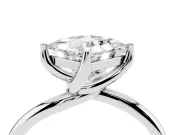 Princess Cut Bypass Solitaire Engagement Ring Setting | Plain Band | Platinum