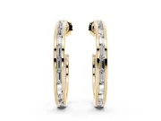 Baguette Lab-Grown Diamond Channel-Set Hoop Earrings | End-to-End Row | Yellow Gold
