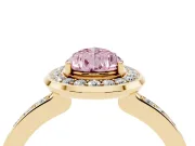 Pear-Shaped Bezel-Rim Halo Engagement Ring Setting for a Fancy Pink Lab-Grown Diamond | Pave Band | Yellow Gold