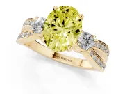Oval Three-Stone Twist Engagement Ring Setting for a Fancy Yellow Lab-Grown Diamond | Yellow Gold