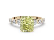 Radiant Cut Graduated Side Stone Engagement Ring Setting for a Fancy Yellow Lab-Grown Diamond | Yellow Gold