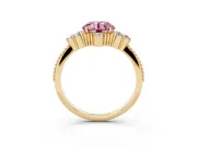 Round Cluster Engagement Ring Setting for a Fancy Pink Lab-Grown Diamond | Yellow Gold
