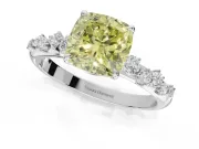 Cushion Cut Graduated Solitaire Engagement Ring Setting for a Fancy Yellow Lab-Grown Diamond | Platinum