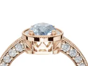 Pear-Shaped Milgrain Halo Engagement Ring Setting for a Fancy Blue Lab-Grown Diamond | Wide Pavé Band | Rose Gold