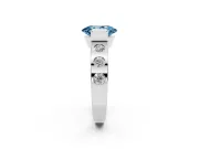 Fancy Blue Oval Cut Diamond Channel-Set Band Ring Set in White gold with Bezel Prong Setting