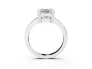 Asscher Cut Diamond Solitaire Ring Set in Platinum with Prong Head and Smooth Polished Band