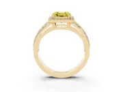 Asscher Cut Halo Engagement Ring Setting for a Fancy Yellow Lab-Grown Diamond | Two-Row Pave Split Shank | Yellow Gold