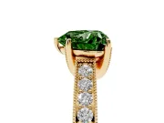Heart-Shaped Hidden Halo Engagement Ring Setting for a Fancy Green Lab-Grown Diamond | Milgrain Pave | Yellow Gold