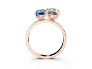 Fancy Blue Emerald Cut and Emerald Cut Toi Moi Ring Set in Rose gold with Prong Setting
