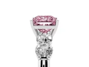Princess Cut Five Stone Engagement Ring Setting for a Fancy Pink Lab-Grown Diamond | Prong Set Side Stones | White Gold