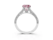 Heart-Shaped Hidden Halo Engagement Ring Setting for a Fancy Pink Lab-Grown Diamond | Milgrain Pave | Sterling Silver