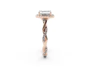 Asscher Cut Halo Engagement Ring Setting | Pavé Twist Band | Rose Gold