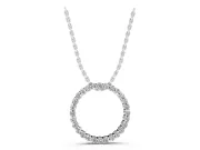 Round Lab-Grown Diamond Small Eternity Circle Pendant Necklace | Prong Set | White Gold