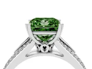 Princess Cut Split Shank Engagement Ring Setting for a Fancy Green Lab-Grown Diamond | Pave Band | White Gold