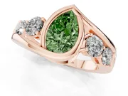 Pear-Shaped Bezel Bypass Engagement Ring Setting for a Fancy Green Lab-Grown Diamond | Rose Gold