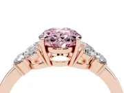 Fancy Pink Oval Cut Diamond Solitaire Floral Ring Set in Rose gold with Marquise Petals and Prong Setting