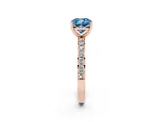Cushion Cut Pavé Solitaire Engagement Ring Setting for a Fancy Blue Lab-Grown Diamond | Single Row Band | Rose Gold