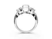 Radiant Cut Three Stone Engagement Ring Setting | Tapered Pave Band | White Gold